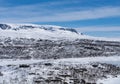 View of the frozen lake SlÃÂ¸ddfjorden near the village of HaugastÃÂ¸l, in the municipality of Hol, Viken County, Norway