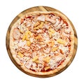 View of frozen pizza with chicken and pineapple Royalty Free Stock Photo