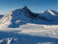 Frozen reservoir and Tuxer Joch