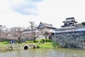 View of Fukuoka Castle Ruins at Maizuru Park with Cherry Blossom Trees