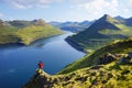 View on Funningur fjord. Eysturoy Island,  Faroe islands Royalty Free Stock Photo