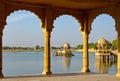 Gadi Sagar temple at Gadisar lake Royalty Free Stock Photo