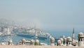 View of the Galata Bridge and fog over Bosphorus Royalty Free Stock Photo