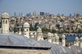 View of the Galata and Karakoy district from the courtyard of Suleymaniye Mosque, Istanbul, Turkey Royalty Free Stock Photo