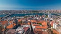 The view from Galata Tower to Galata Bridge timelapse Golden Horn, Istanbul, Turkey Royalty Free Stock Photo