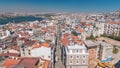 The view from Galata Tower to Golden Horn and city skyline with red roofs timelapse, Istanbul, Turkey Royalty Free Stock Photo