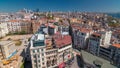 The view from Galata Tower to city skyline with red roofs and streets timelapse Bosphorus, Istanbul, Turkey Royalty Free Stock Photo