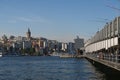 View at Galatatower from Galata Bridge in Istanbul, Turkey Royalty Free Stock Photo