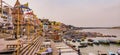 View of Ganga or Ganges River with Ghats and City of Varanasi India Royalty Free Stock Photo