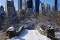 View of Gapstow bridge during winter, Central Park New York City . USA Royalty Free Stock Photo