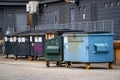View of Garbage Dumpsters in an Urban Setting Royalty Free Stock Photo