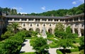 View of garden and cloisters of the monastery of Samos.