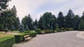 View of the garden, at the Curtea de Arges Monastery, in Romania. Royalty Free Stock Photo