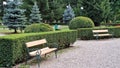 View of the garden, at the Curtea de Arges Monastery, in Romania. Royalty Free Stock Photo