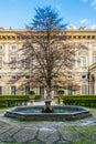 View of a garden situated between palazzo bianco and palazzo doria tursi palace in Genoa, Italy...IMAGE Royalty Free Stock Photo