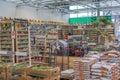 View of garden store with an array of diverse gardening items, showcasing the comprehensive concept of gardening. Royalty Free Stock Photo