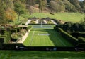 View of the gardens and the wider Somerset landscape from boutique hotel The Newt in Somerset, UK.