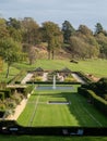 View of the gardens and the wider Somerset landscape from boutique hotel The Newt in Somerset, UK. Royalty Free Stock Photo