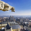 View of gargoyle on the top of city hall of Dijon