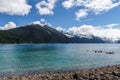 view at Garibaldi lake beautiful sunny morning with clouds on bluew sky