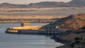 View of Gariep Dam wall at dusk