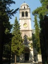 View from the gate to the entrance to the church