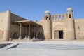 View of the gates of the ancient caravanserai of Allakuli Khan. The inner city of Ichan-Kala