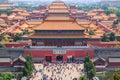 View of the gates of the Forbidden City or Imperial City. Translation of chinese characters: The Palace Museum Royalty Free Stock Photo