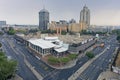 View of the Gautrain station and Sandton skyline at the intersection of Rivonia Road and West Street, Sandton, Johannesburg