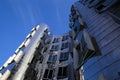 View on Gehry house with silver shiny futuristic metallic aluminium facade with offices