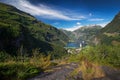 View on Geiranger fjord from Flydalsjuvet Royalty Free Stock Photo