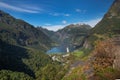 View on Geiranger fjord from Flydalsjuvet Royalty Free Stock Photo