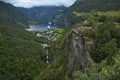 View of Geiranger Fjord from Flydalsjuvet viewpoint, More og Romsdal county, Norway Royalty Free Stock Photo
