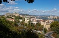 View from Gellert hill to castle hill, Danube river, parliament building and chain bridge in Budapest, Hungary Royalty Free Stock Photo