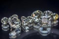 View of gemstones, several diamonds with different sizes Royalty Free Stock Photo