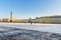 View of General Staff Building and Palace square in winter. Saint Petersburg, Russia Royalty Free Stock Photo