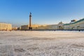 View of General Staff Building and Palace square in winter. Saint Petersburg, Russia Royalty Free Stock Photo
