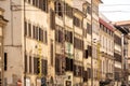 View of generic buildings with hotel and restaurant signs Royalty Free Stock Photo