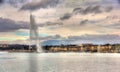 View of Geneva with the Jet d'Eau fountain Royalty Free Stock Photo