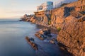 View of Genoa Nervi, Italy, cliffs and walk, long exposure. Royalty Free Stock Photo