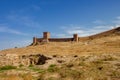 View of the Genoese fortress in Sudak in Crimea. Genoese fortress in Sudak on the Crimean Peninsula. Royalty Free Stock Photo