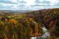 View from geological Puckoriai , Puckoriai exposure, Vilnia river, Lithuanian highest exposure 65 m high. Vilnius, Lithuania Royalty Free Stock Photo