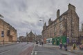 View of George IV Bridge, an elevated street with historic buildings towards Bedlam Theatre in Edinburgh, Royalty Free Stock Photo