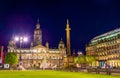 View of George Square in Glasgow at night