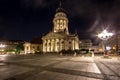 French Cathedral at the Gendarmenmarkt at night, Berlin, Germany Royalty Free Stock Photo