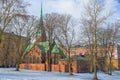 View of the German Church Saksalainen kirkko, March day. Helsinki Royalty Free Stock Photo