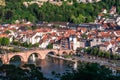 View of German city Heidelberg with castle and old city