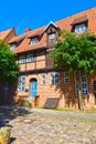 View of the german medieval town Lueneburg. You can see the facade of a historic house with brick walls Royalty Free Stock Photo