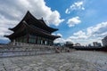 The view of the Geunjeongjeon Hall at Gyeongbokgung Palace in Seoul, South Korea