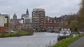 View on Ghent city from Scheldt river side